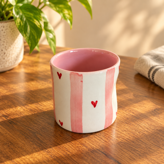 WHITE YELLOW STRIPE CUP