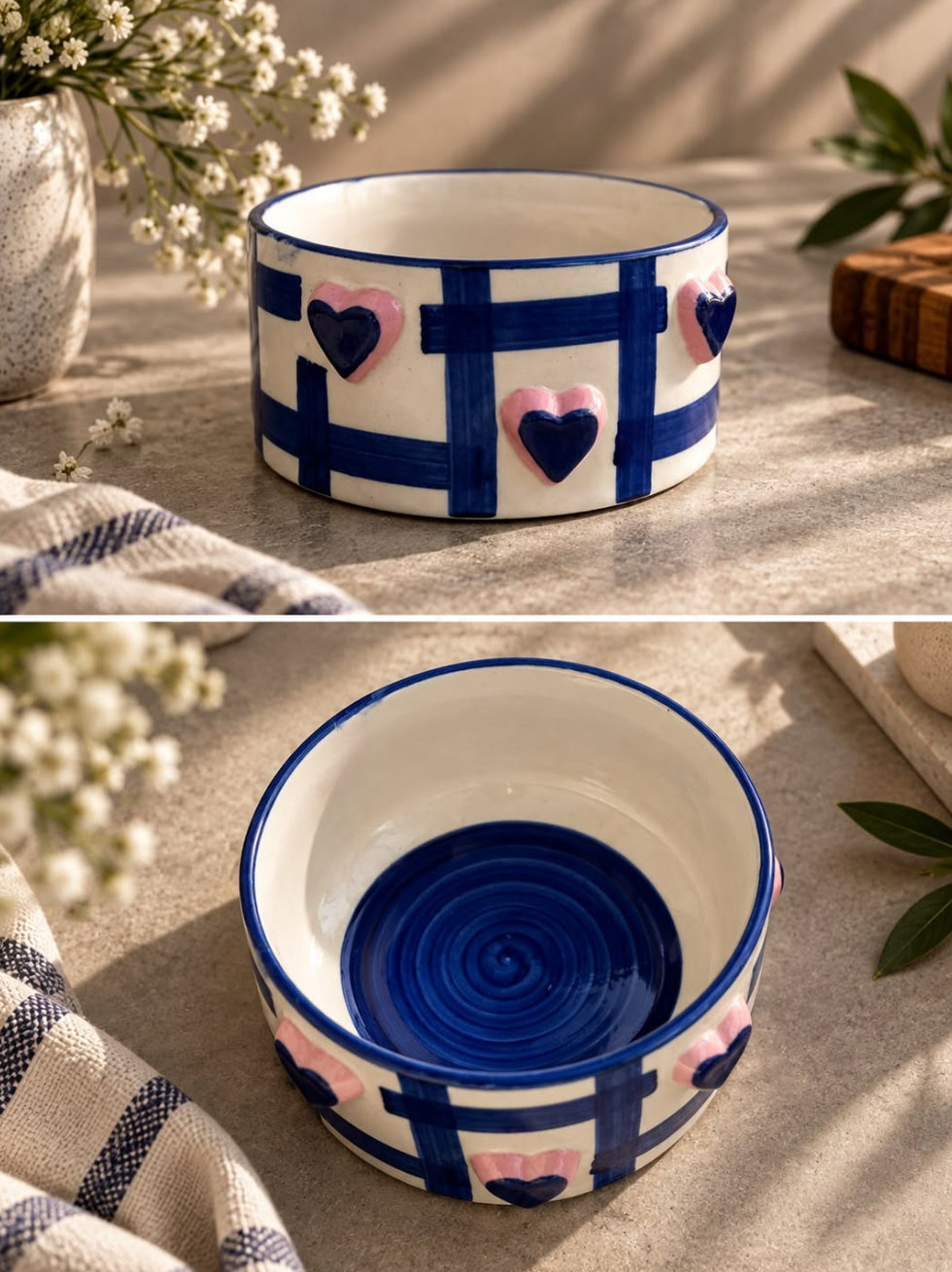 3D Blue Heart Bowl